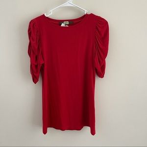 Eva Franco Ruched Sleeve Red Top
